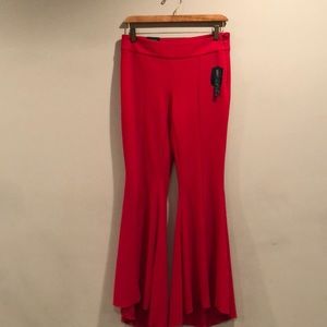 Red Flare Leg Regular Fit INC Pants.